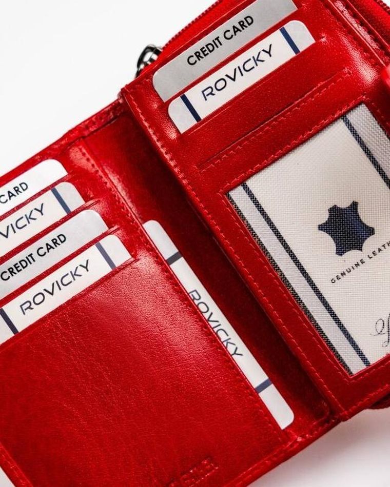 Portfel, czerwony, skórzany, Rovicky