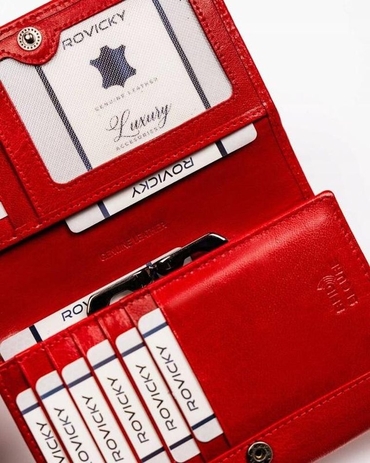 Portfel, czerwony, skórzany, Rovicky