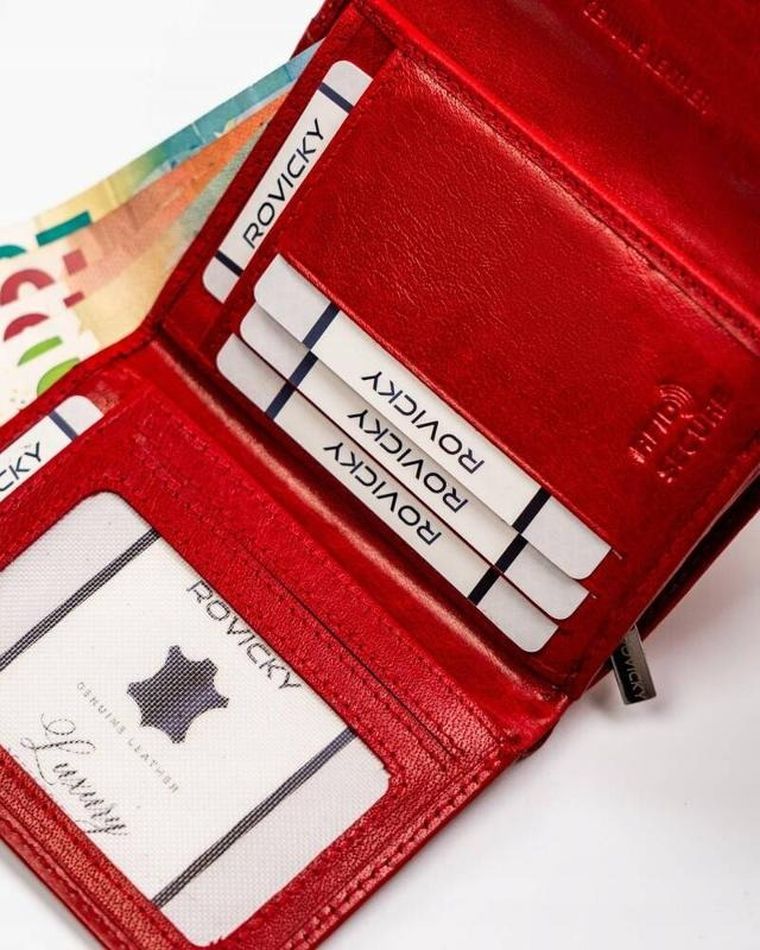 Portfel, czerwony, skórzany, Rovicky