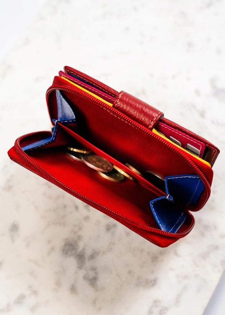 Portfel, czerwony, skórzany, Rovicky