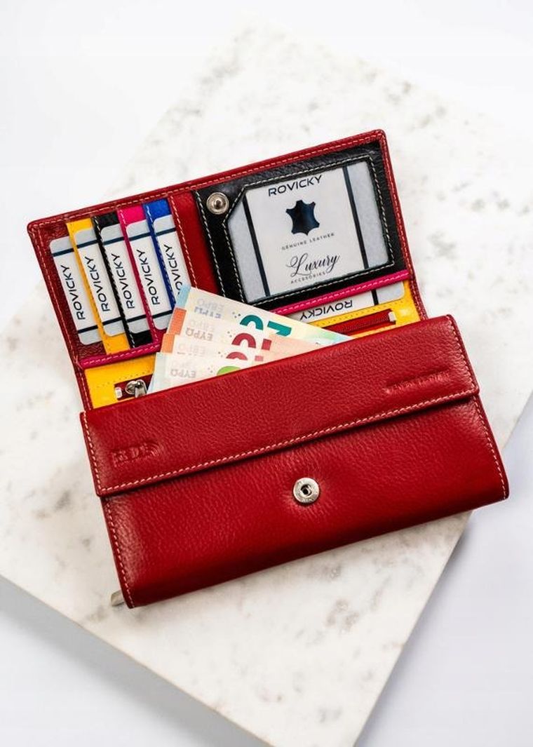 Portfel, czerwony, skórzany, Rovicky