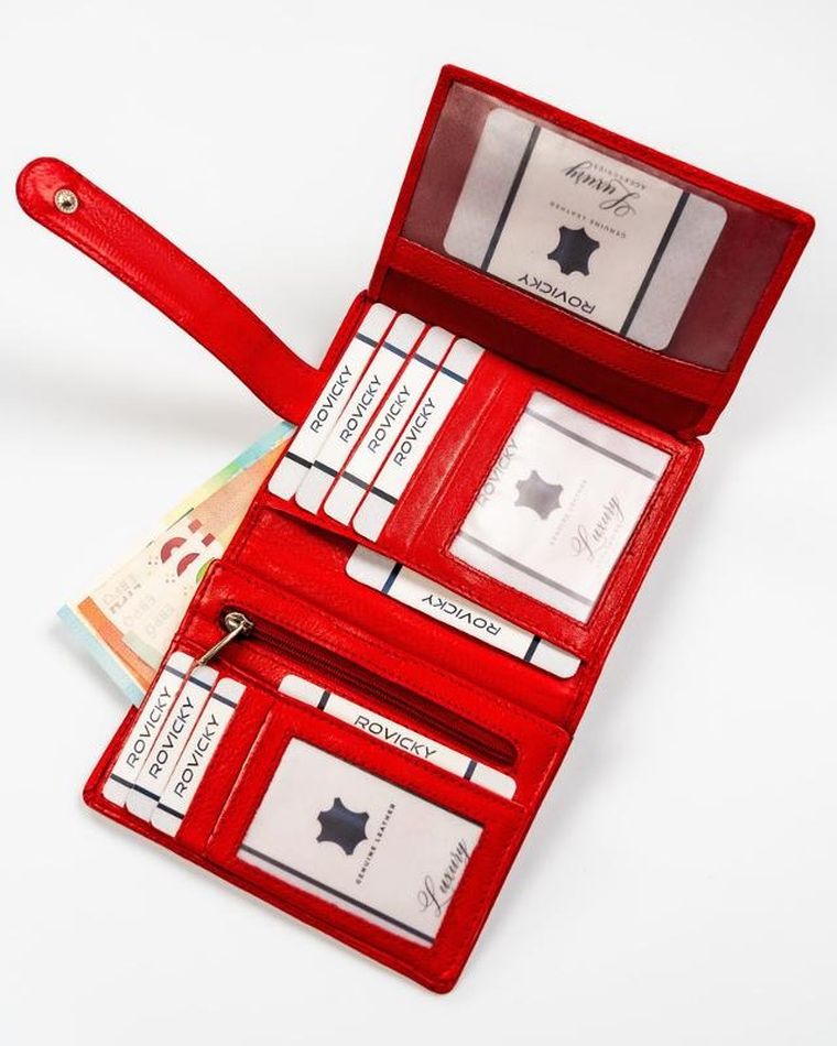 Portfel, czerwony, skórzany, Rovicky
