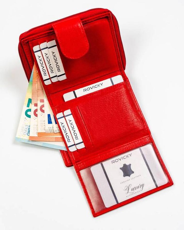 Portfel, czerwony, skórzany, Rovicky