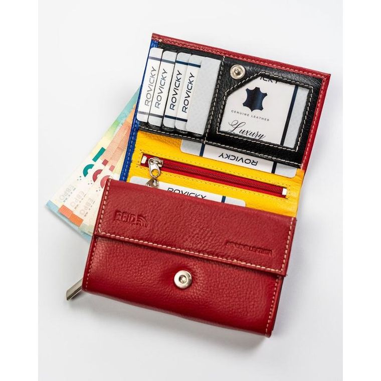 Portfel, czerwony, skórzany, Rovicky