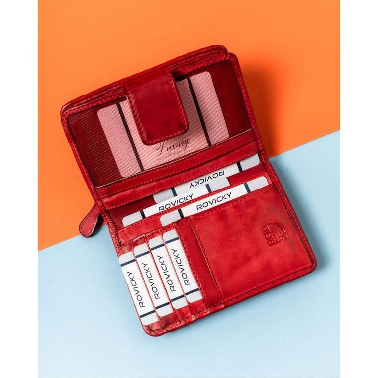 Portfel, czerwony, skórzany, Rovicky