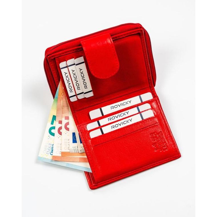 Portfel, czerwony, skórzany, Rovicky