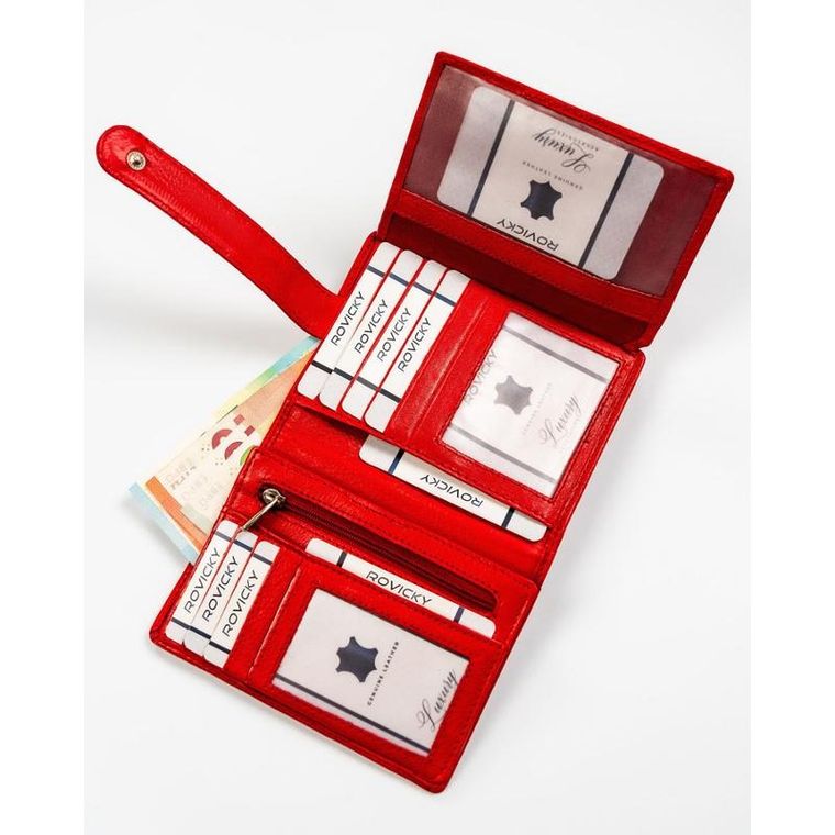 Portfel, czerwony, skórzany, Rovicky