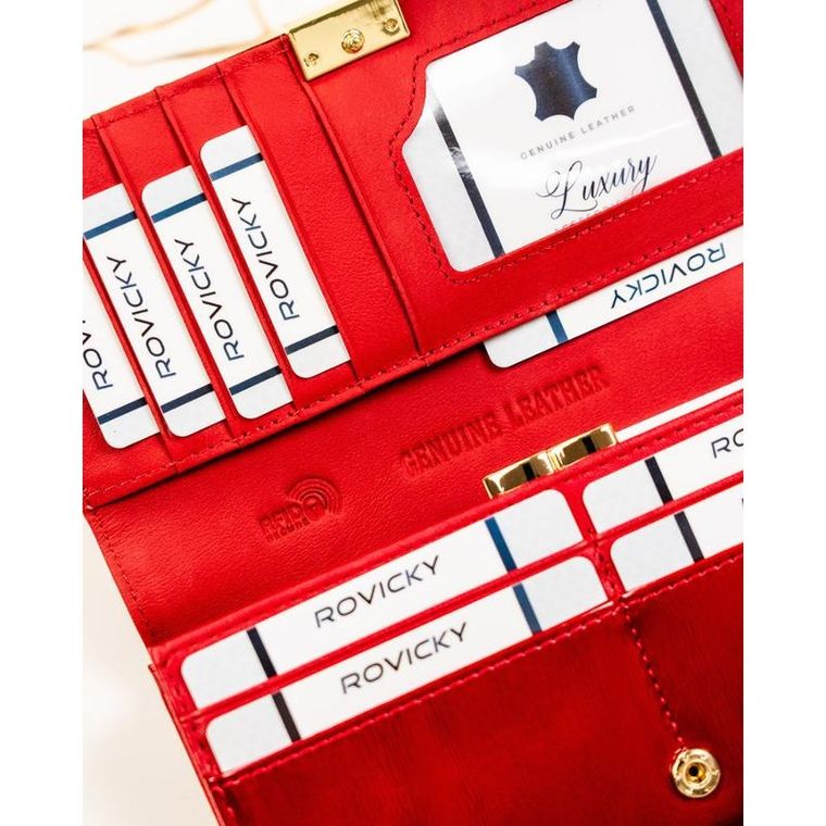 Portfel, czerwony, skórzany, Rovicky
