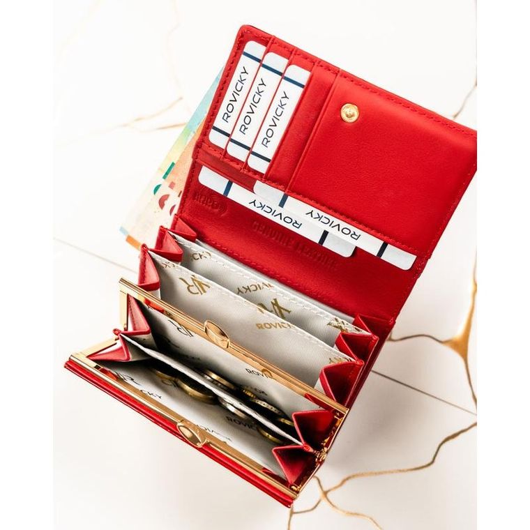 Portfel, czerwony, skórzany, Rovicky