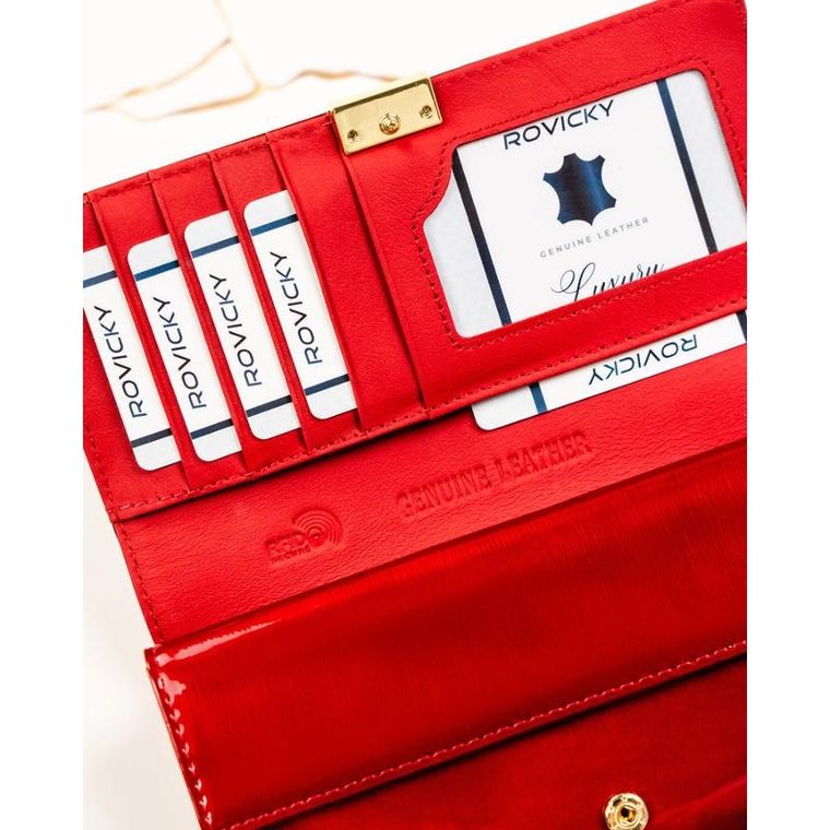 Portfel, czerwony, skórzany, Rovicky