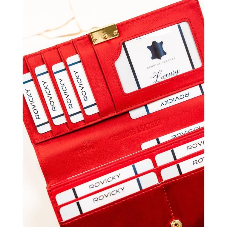 Portfel, czerwony, skórzany, Rovicky