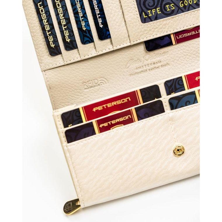 Portfel, ecru, RFID, Peterson