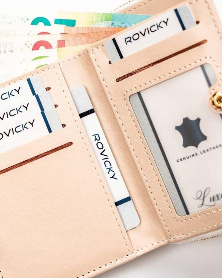 Portfel, ecru, skóra ekologiczna, Rovicky
