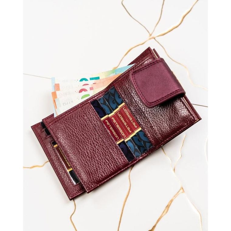 Portfel, fioletowy, skóra naturalna i ekologiczna, Peterson