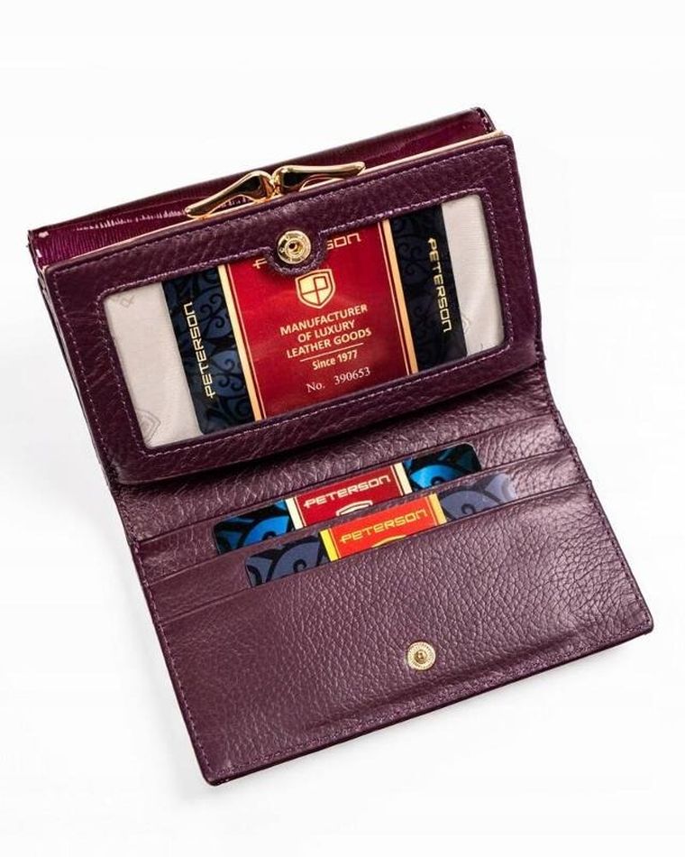 Portfel, fioletowy, skórzany, Peterson