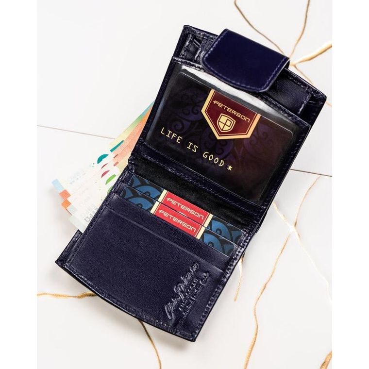 Portfel, fioletowy, skórzany, RFID, Peterson