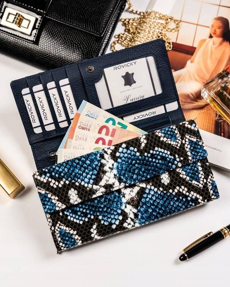 Portfel, granatowy, skóra ekologiczna, Cavaldi