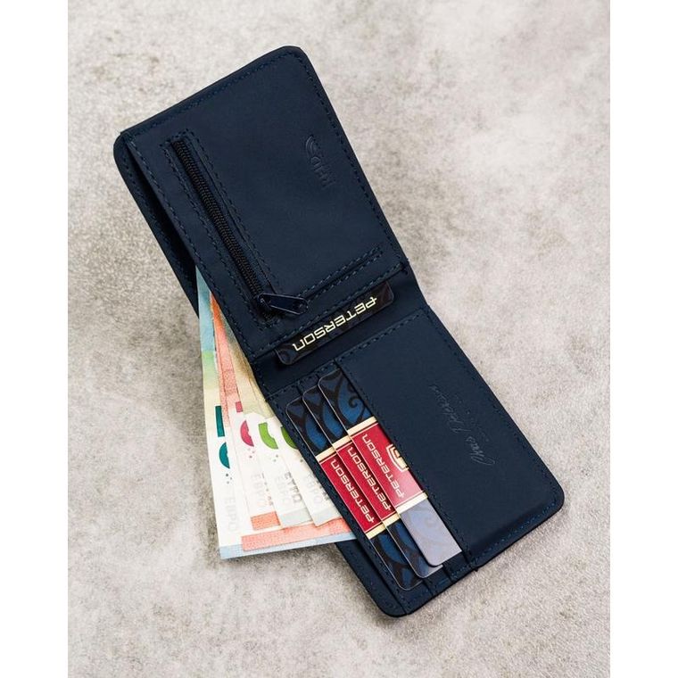 Portfel, granatowy, skóra ekologiczna, Peterson