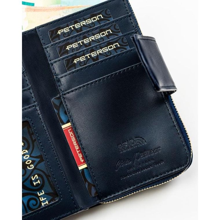 Portfel, granatowy, skóra ekologiczna, Peterson