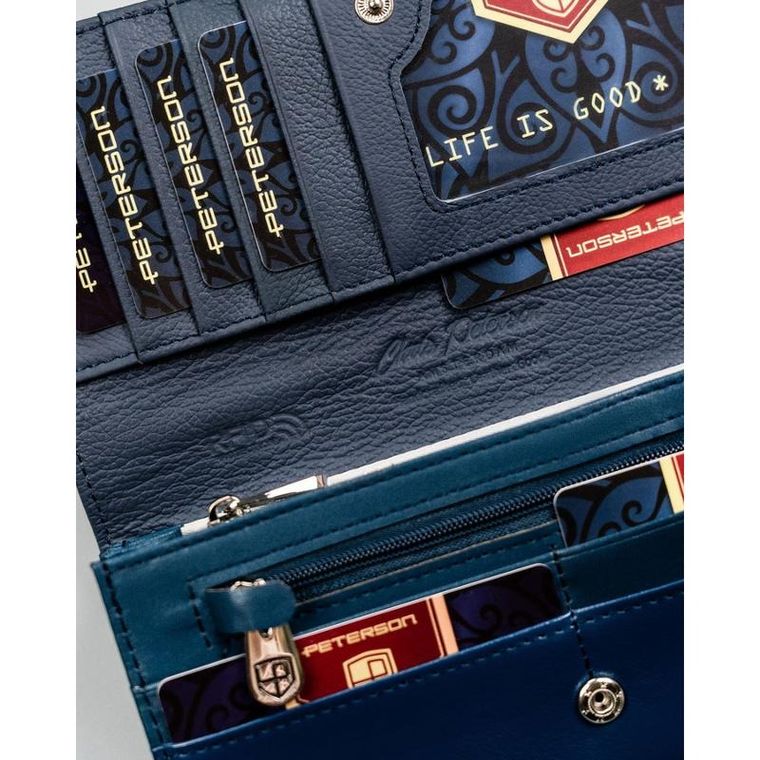 Portfel, granatowy, skóra ekologiczna, Peterson