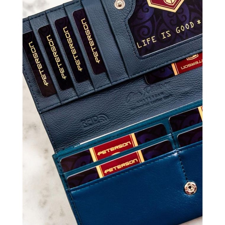 Portfel, granatowy, skóra ekologiczna, Peterson
