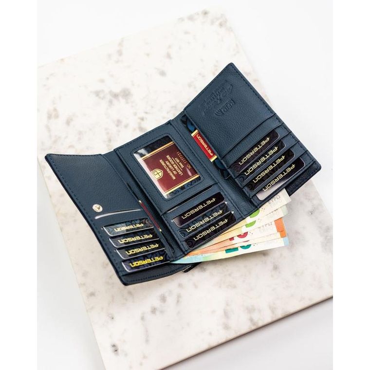 Portfel, granatowy, skóra ekologiczna, Peterson