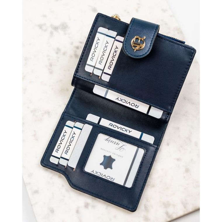 Portfel, granatowy, skóra ekologiczna, Rovicky