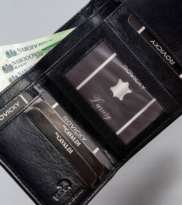 Portfel, granatowy, skórzany, 4U Cavaldi