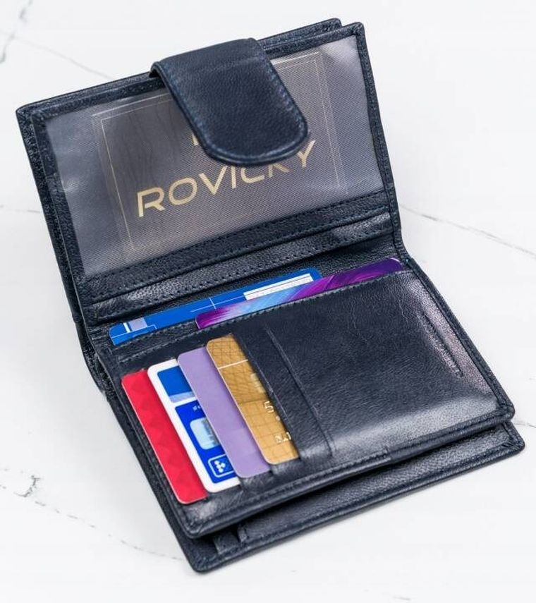 Portfel, granatowy, skórzany, 4U Cavaldi