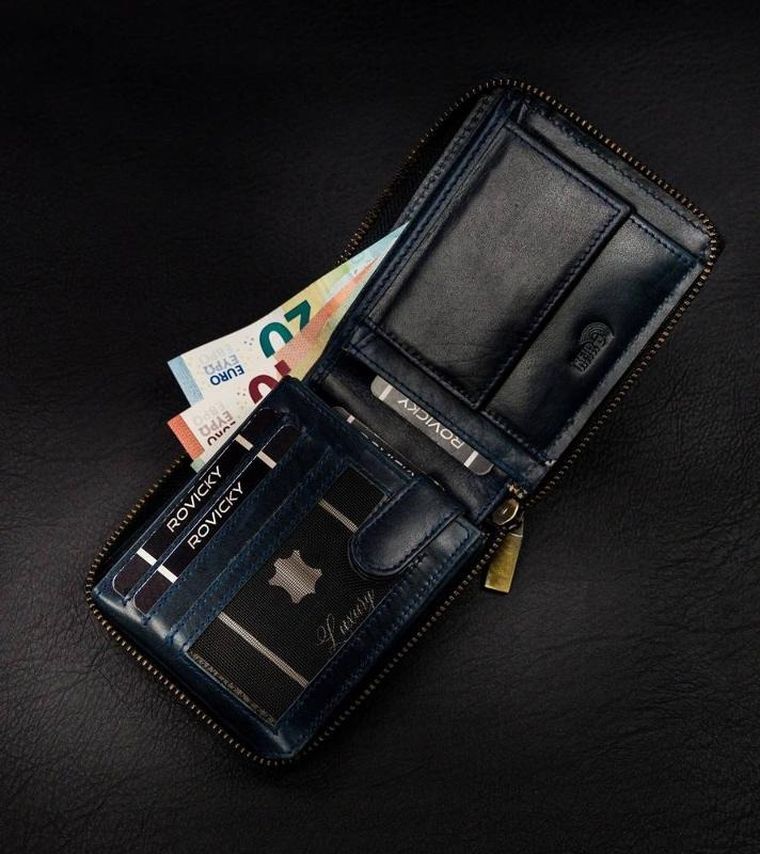 Portfel, granatowy, skórzany, Always Wild