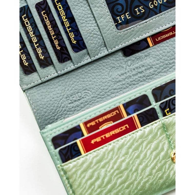 Portfel, jasnozielony, skórzany, Peterson