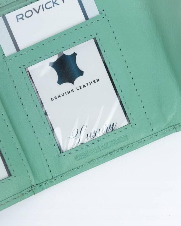 Portfel, jasnozielony, skórzany, Rovicky