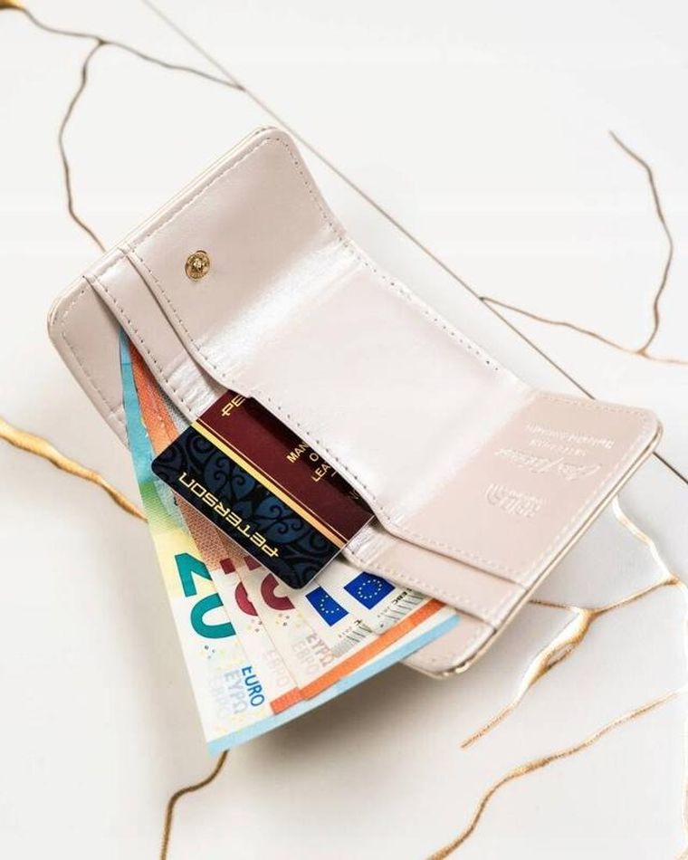 Portfel, kremowy, skóra ekologiczna, Peterson