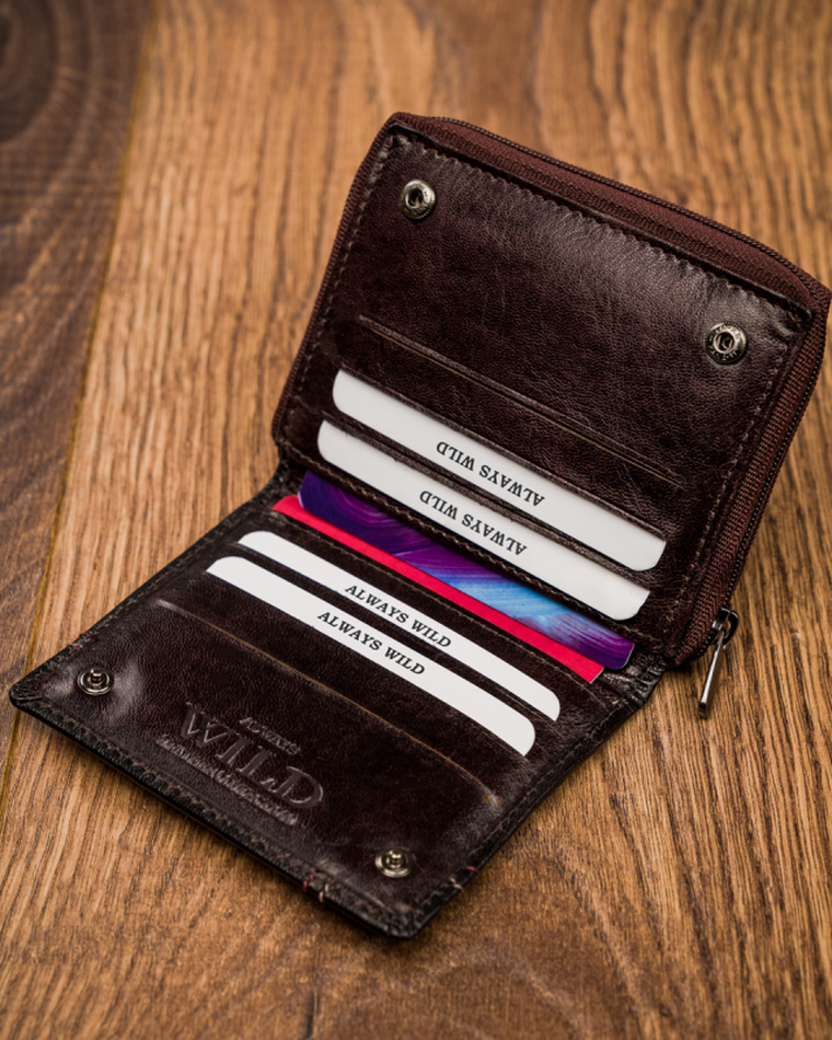 Portfel męski, skórzany na karty, Always Wild