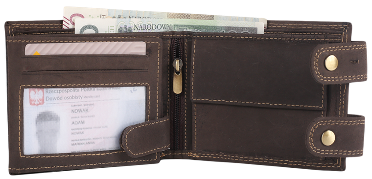 Portfel męski skórzany z łańcuchem i z RFID, Always Wild