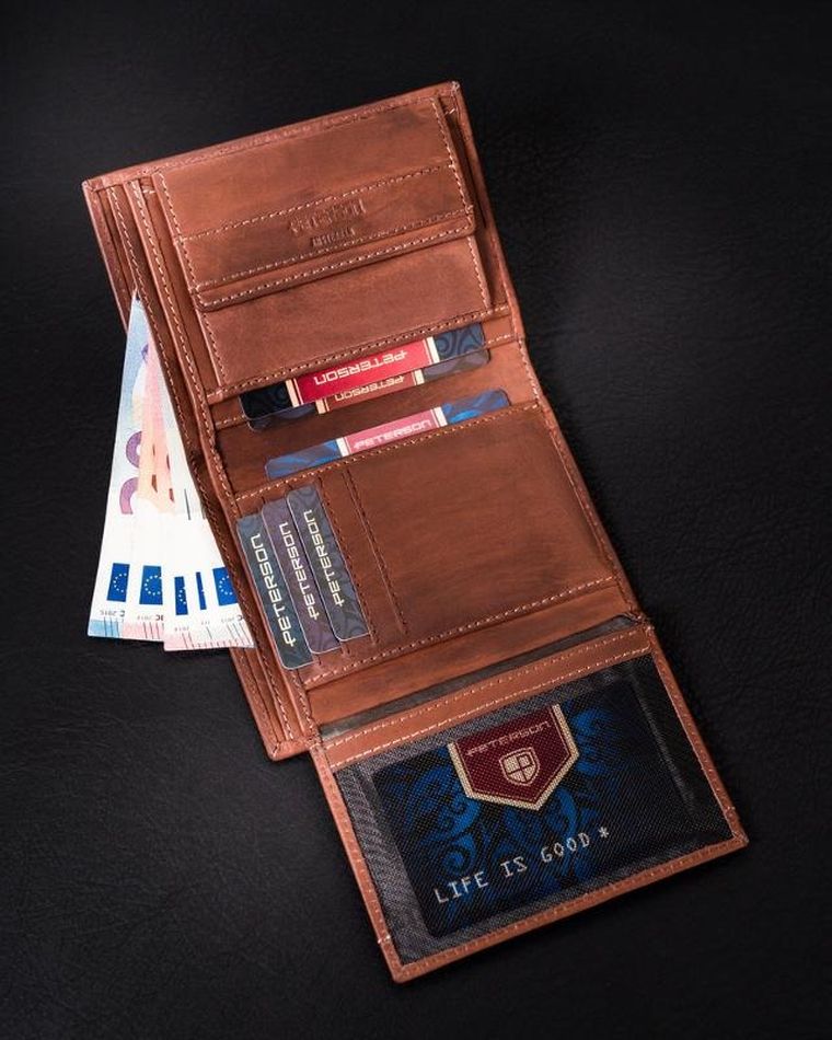 Portfel męski z cieniowanej skóry naturalnej, Peterson