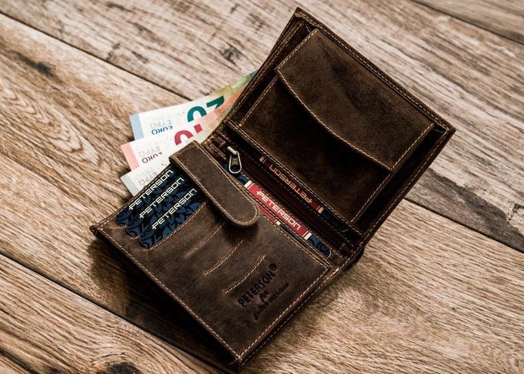 Portfel męski z retro skóry nubukowej, Peterson