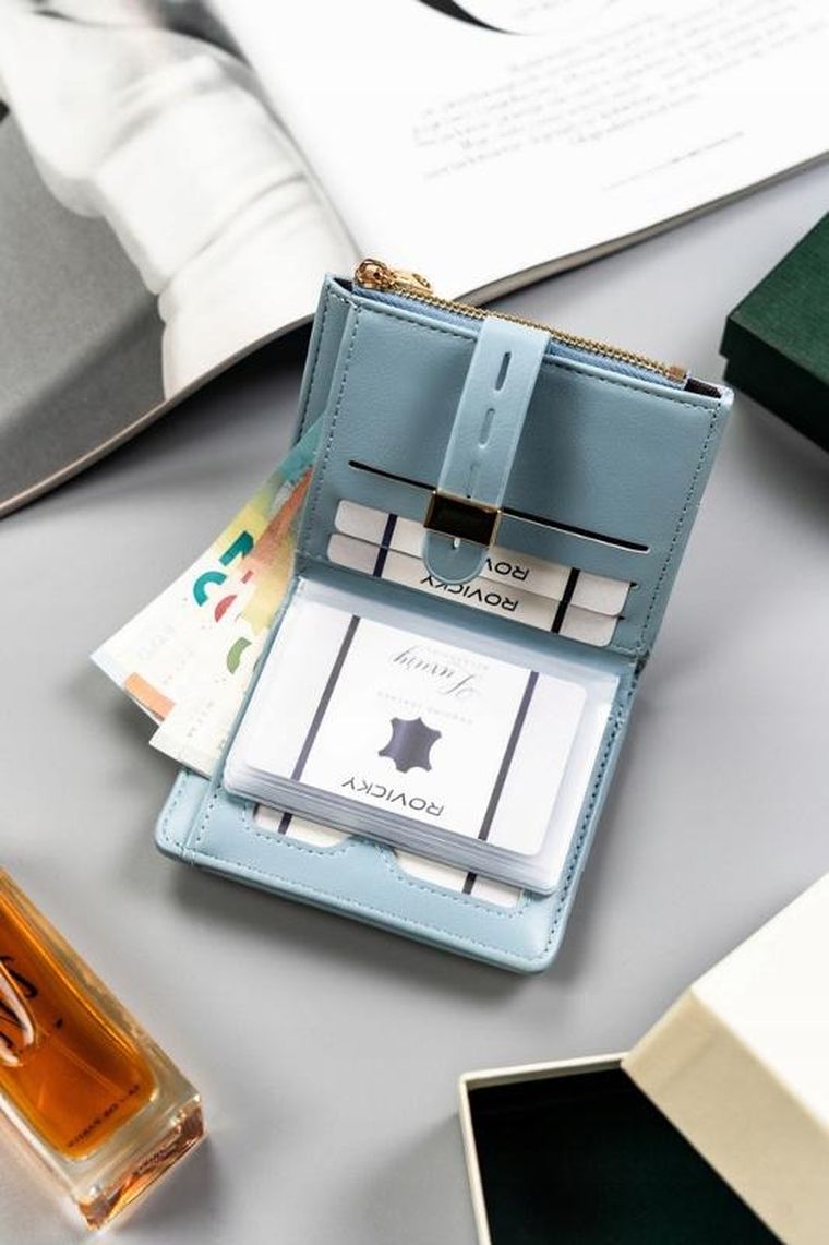 Portfel, niebieski, skóra ekologiczna, Cavaldi