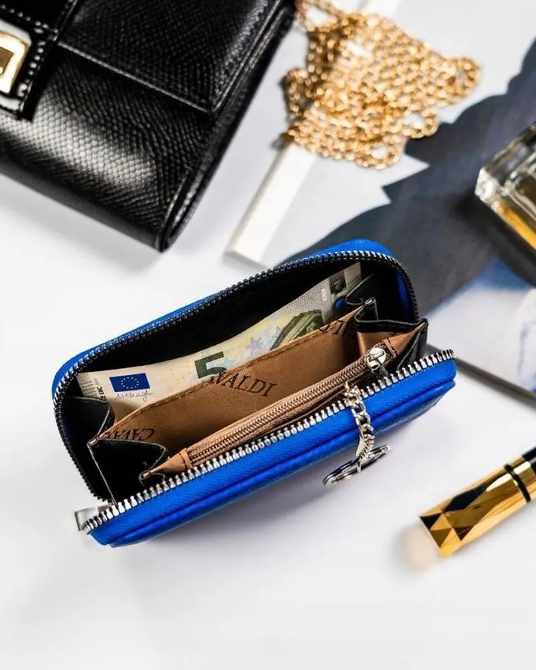 Portfel, niebieski, skóra ekologiczna, Cavaldi