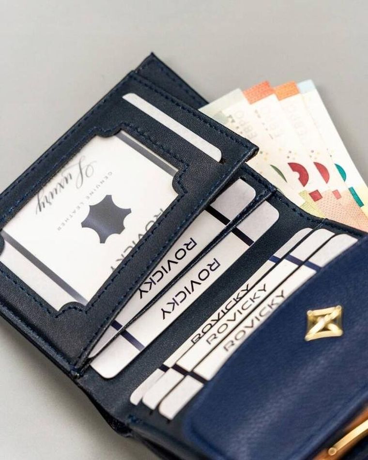 Portfel, niebieski, skóra ekologiczna, Milano Design