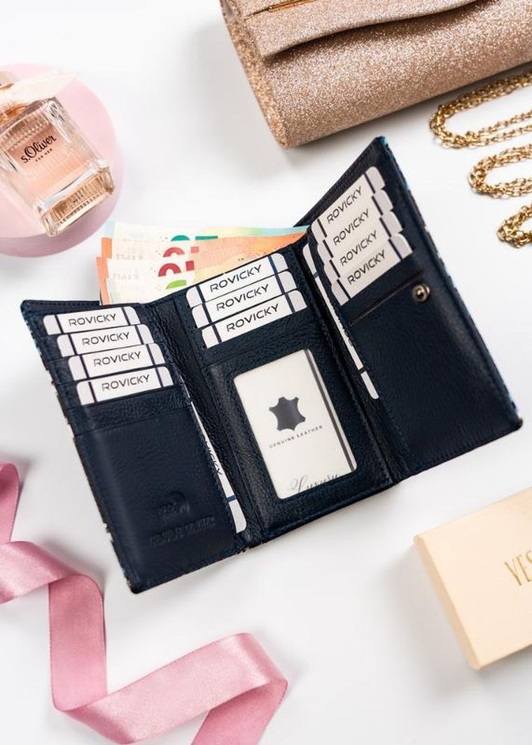 Portfel, niebieski, skóra naturalna i ekologiczna, 4U Cavaldi