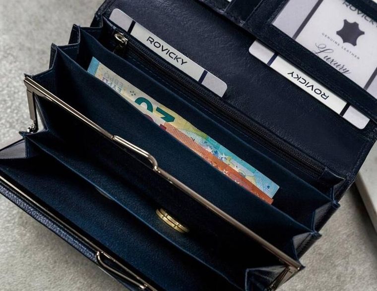 Portfel, niebieski, skórzany, Cavaldi