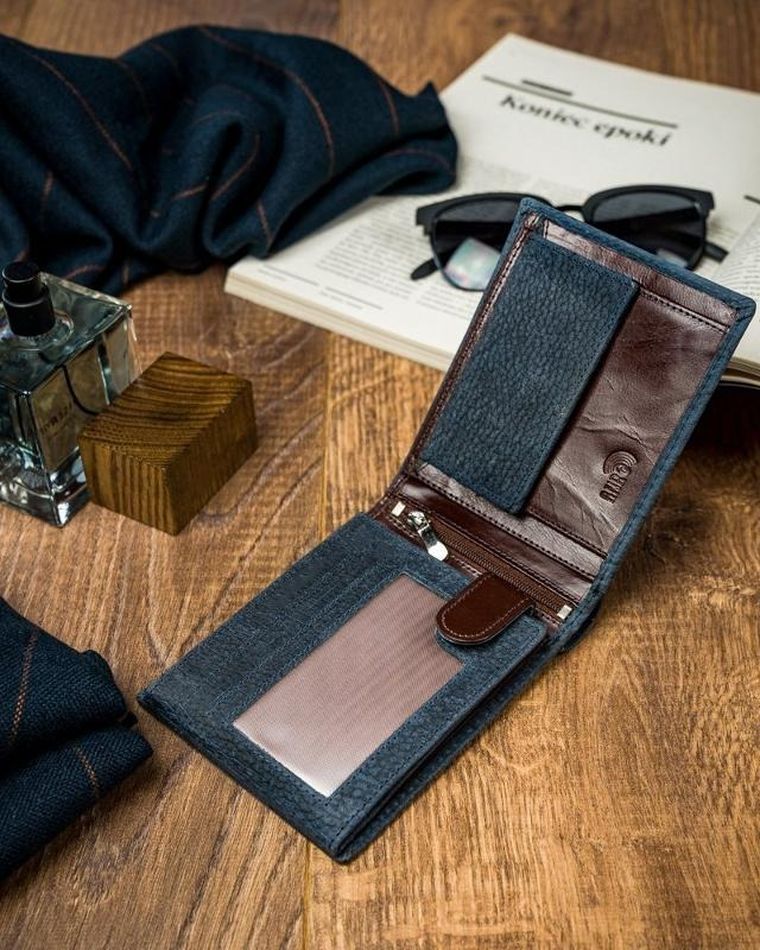 Portfel, niebieski, skórzany, Forever Young