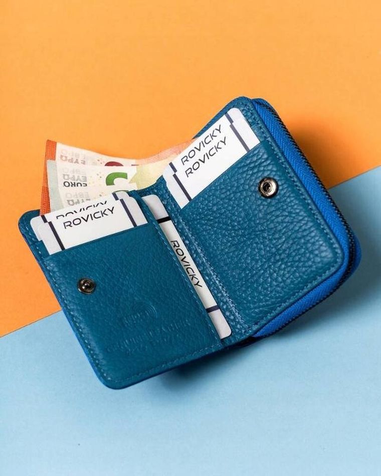 Portfel, niebieski, skórzany, Lorenti