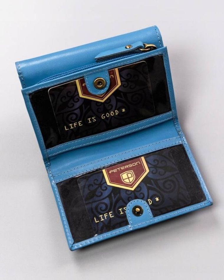 Portfel, niebieski, skórzany, Peterson