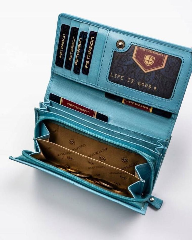 Portfel, niebieski, skórzany, Peterson