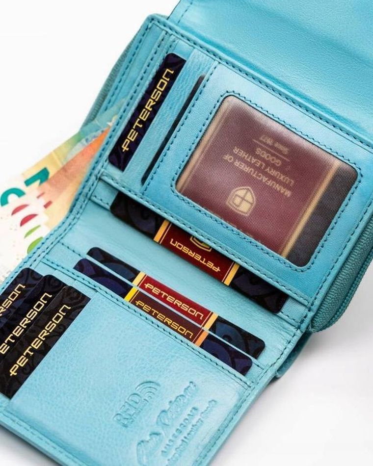 Portfel, niebieski, skórzany, Peterson