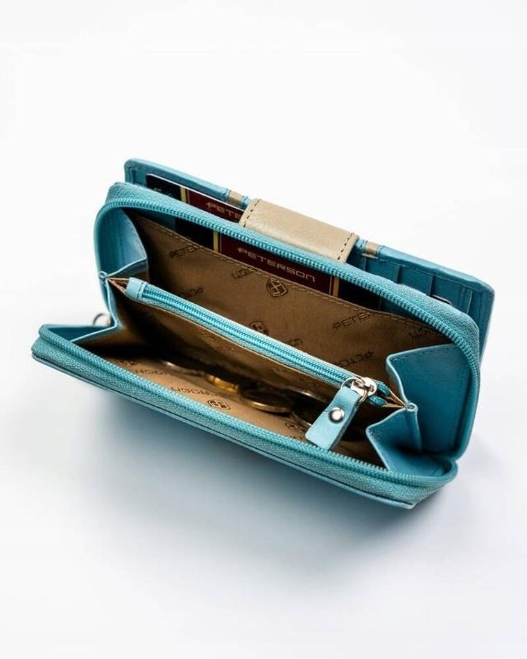 Portfel, niebieski, skórzany, Peterson