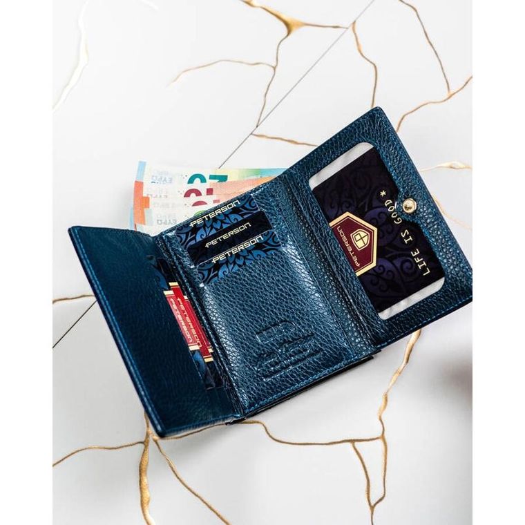Portfel, niebieski, skórzany, Peterson