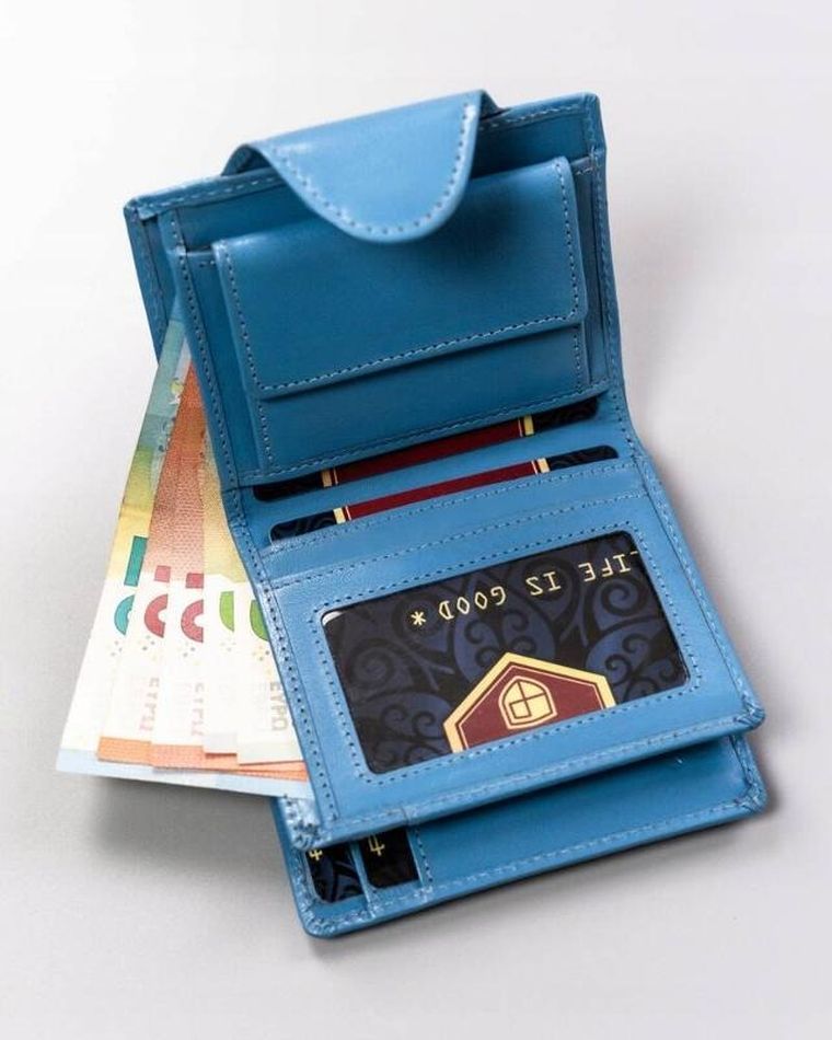 Portfel, niebieski, skórzany, RFID, Peterson